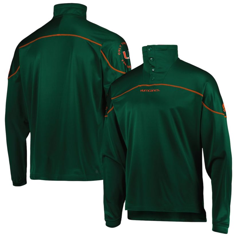 Miami (FL) Hurricanes NCAA Miami Hurricanes AEROREADY Knit Quarter-Snap Jacket