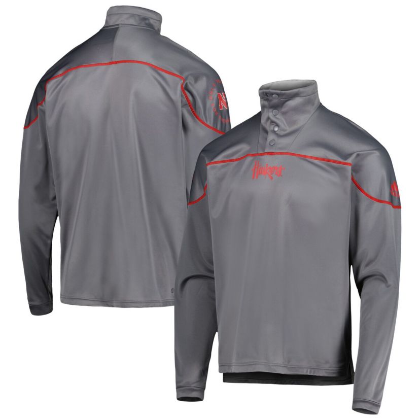 NCAA Nebraska Huskers AEROREADY Knit Quarter-Snap Jacket