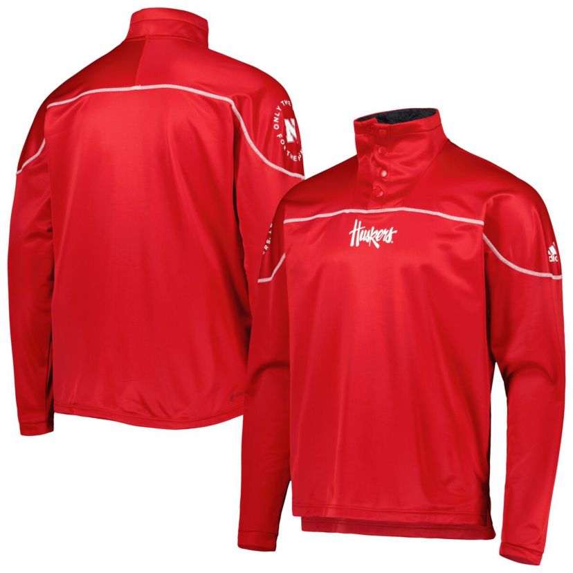 NCAA Nebraska Huskers AEROREADY Knit Quarter-Snap Jacket