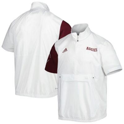 adidas Men's NCAA Texas A&M Aggies M STM AEROREADY Half-Zip Jacket, White, Medium