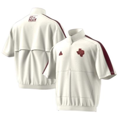 adidas Men's NCAA Texas A&M Aggies Strategy Pullover Half-Zip Short Sleeve Jacket, White, Small