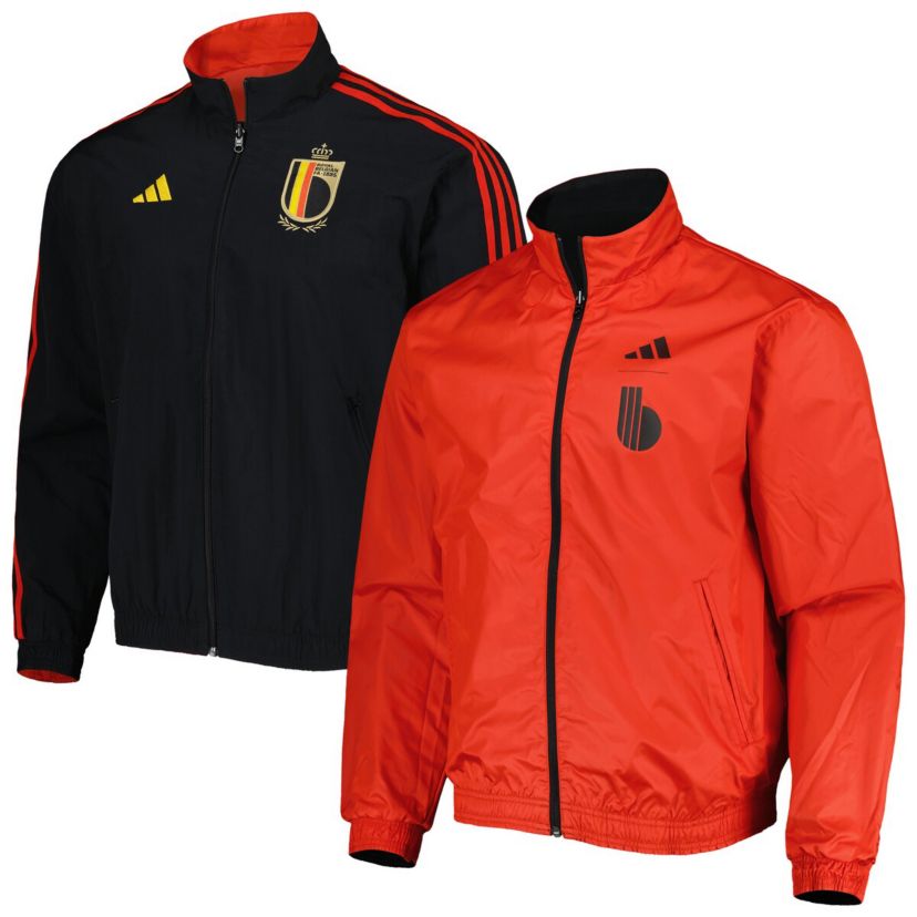 Soccer National Teams Red/Black Belgium National Team AEROREADY Reversible Anthem Reversible Full-Zip Jacket