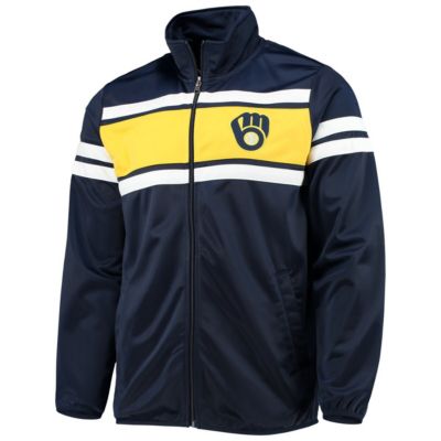 MLB Navy/Gold Milwaukee Brewers Power Pitcher Full-Zip Track Jacket