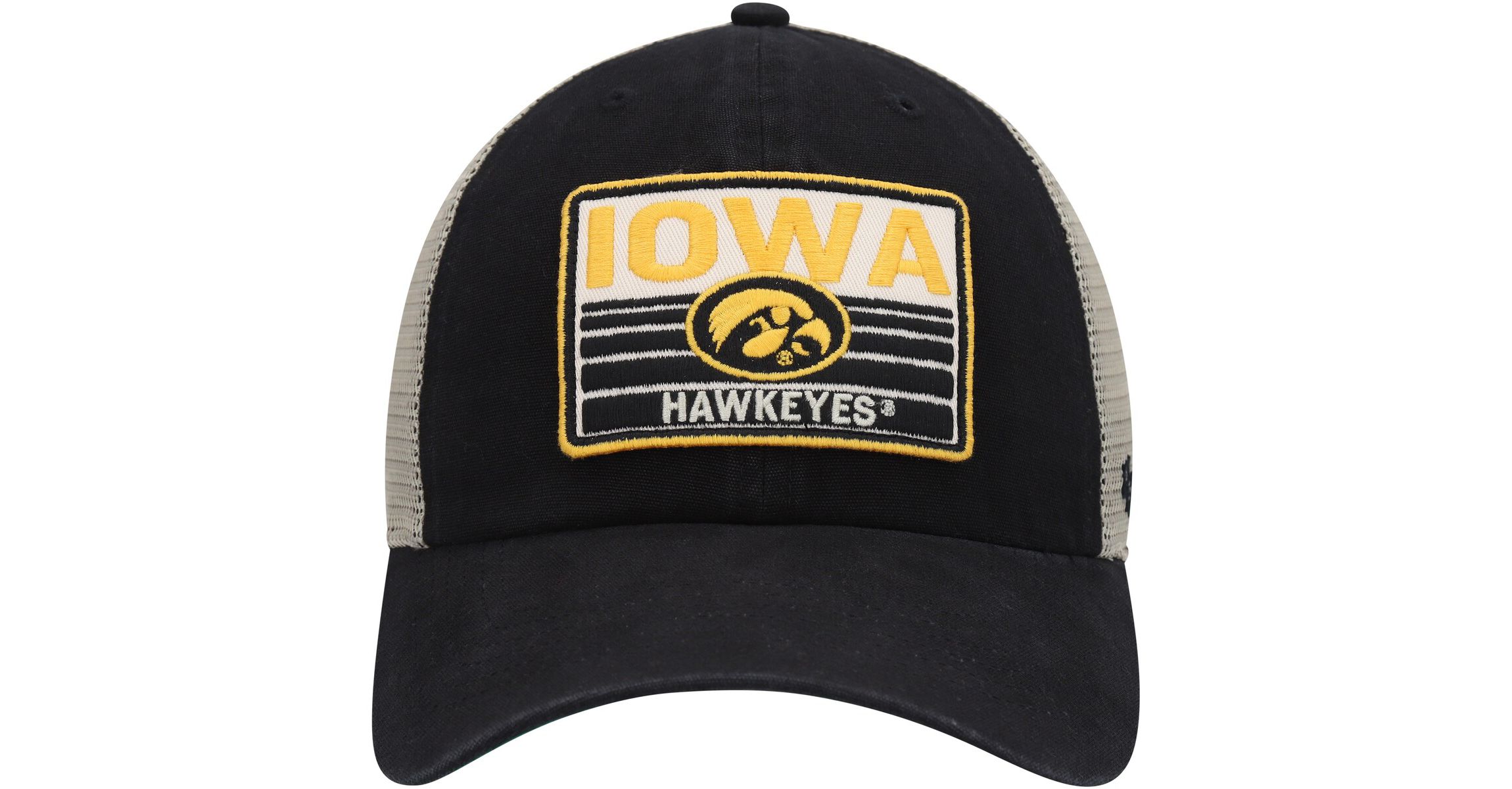 NCAA Black/Natural Iowa Hawkeyes Four Stroke Clean Up Trucker Snapback Hat