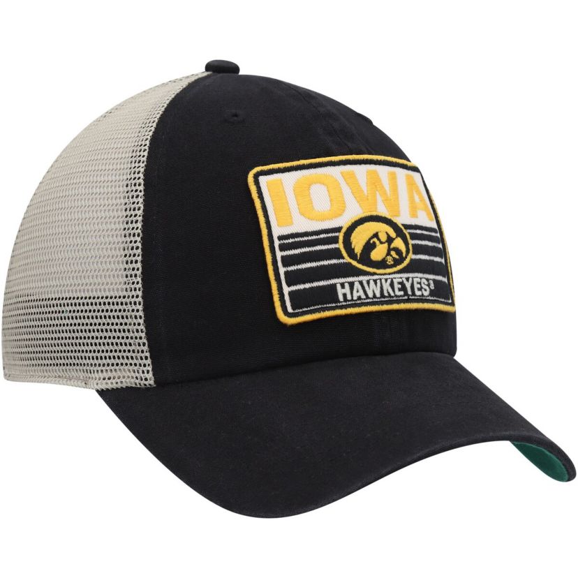 NCAA Black/Natural Iowa Hawkeyes Four Stroke Clean Up Trucker Snapback Hat