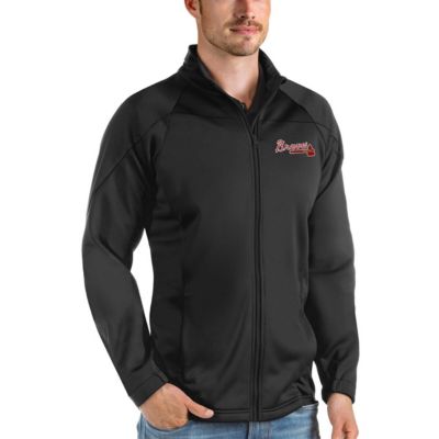 Antigua Men's MLB Atlanta Braves Links Full-Zip Golf Jacket, Black, Medium -  0196230627077