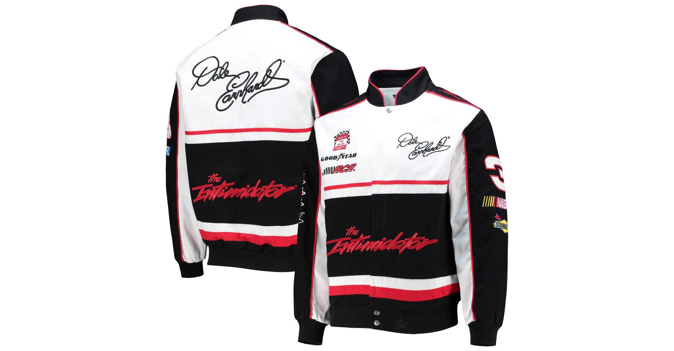 NASCAR Black/White Dale Earnhardt Twill Uniform Full-Snap Jacket