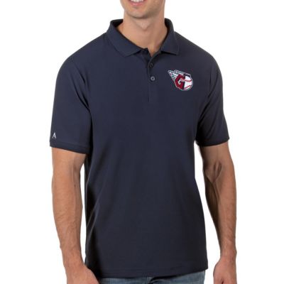 Antigua Men's MLB Cleveland Guardians Legacy Pique Polo, Navy Blue, 5XL