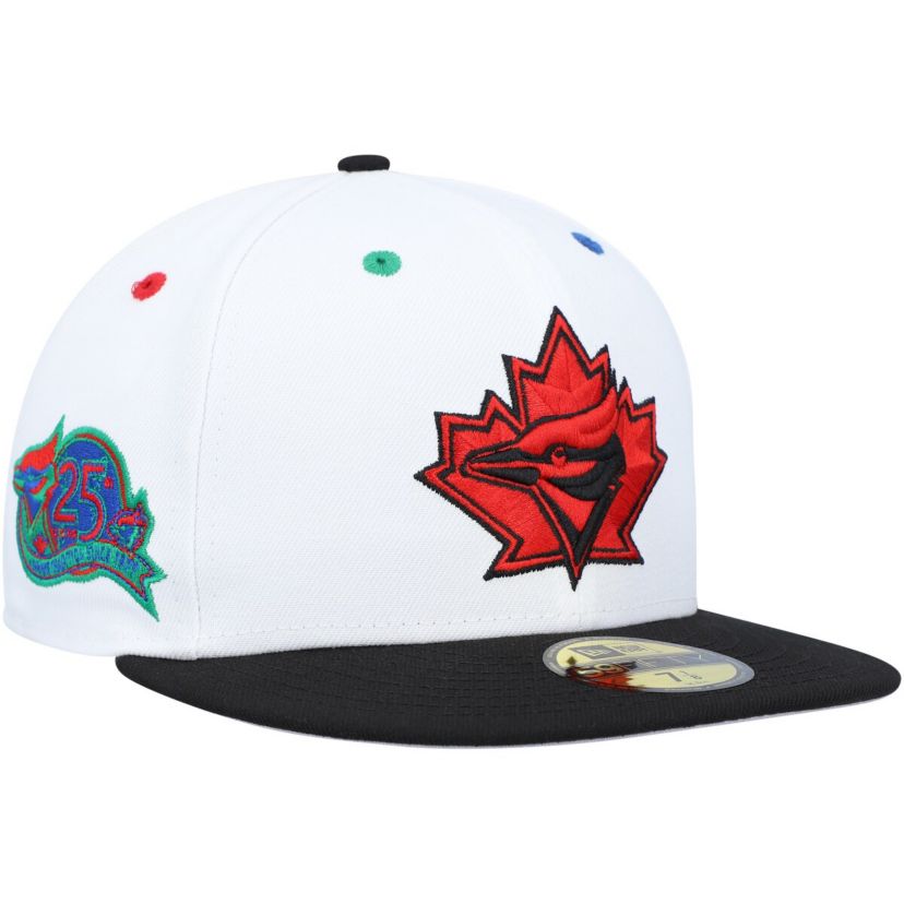 Toronto Blue Jays MLB White/Black Toronto Jays 25th Anniversary Primary Eye 59FIFTY Fitted Hat
