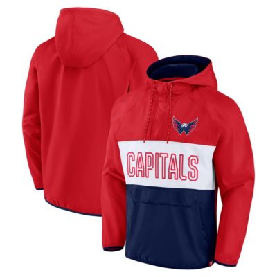 Men's NHL Fanatics Washington Capitals Backhand Shooter Defender Anorak Raglan Hoodie Quarter-Zip Jacket