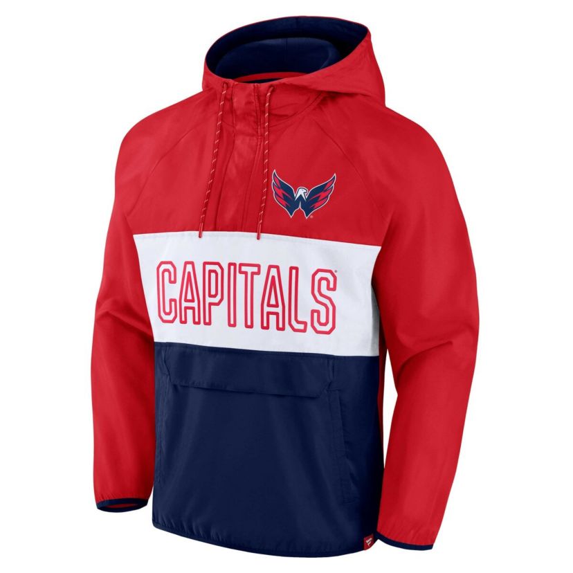 NHL Fanatics Washington Capitals Backhand Shooter Defender Anorak Raglan Hoodie Quarter-Zip Jacket
