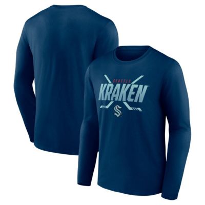 Men's NHL Fanatics Deep Sea Seattle Kraken Covert Long Sleeve T-Shirt, Navy Blue, Small