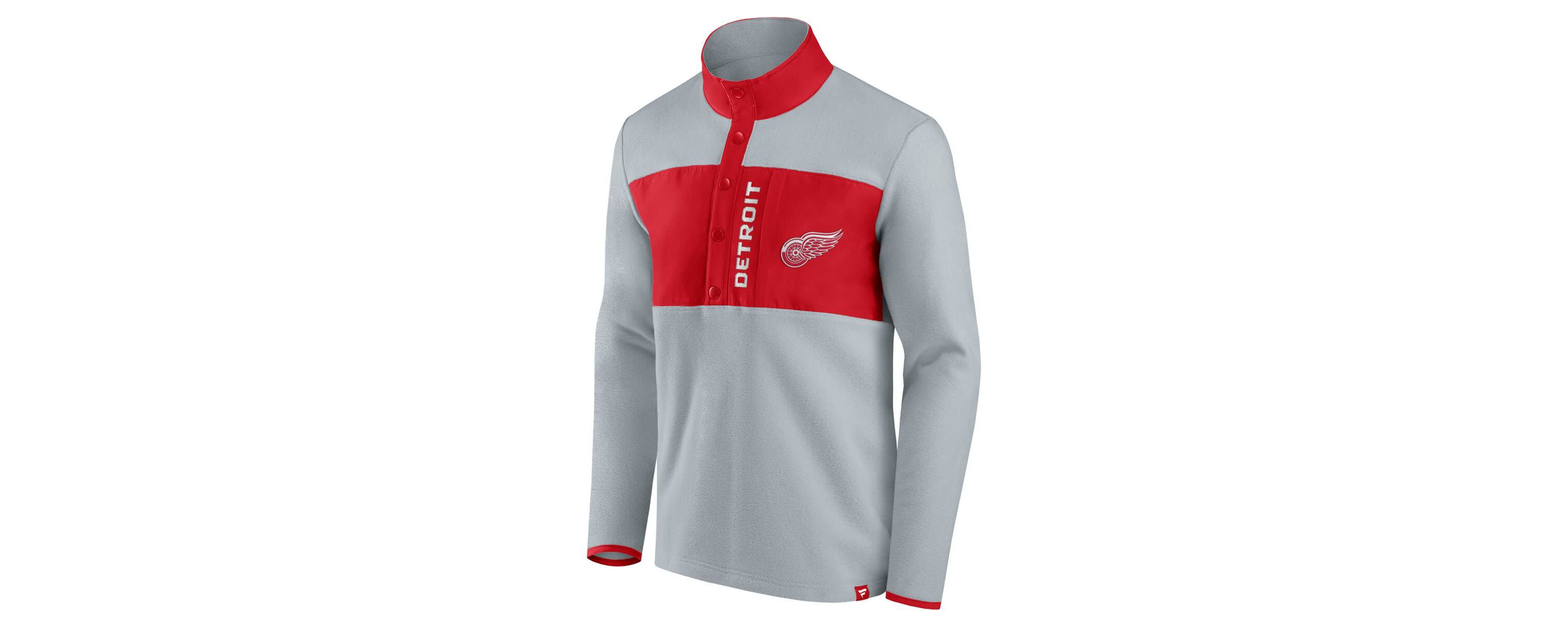 NHL Fanatics Detroit Wings Hockey Polar Fleece Quarter-Snap Jacket