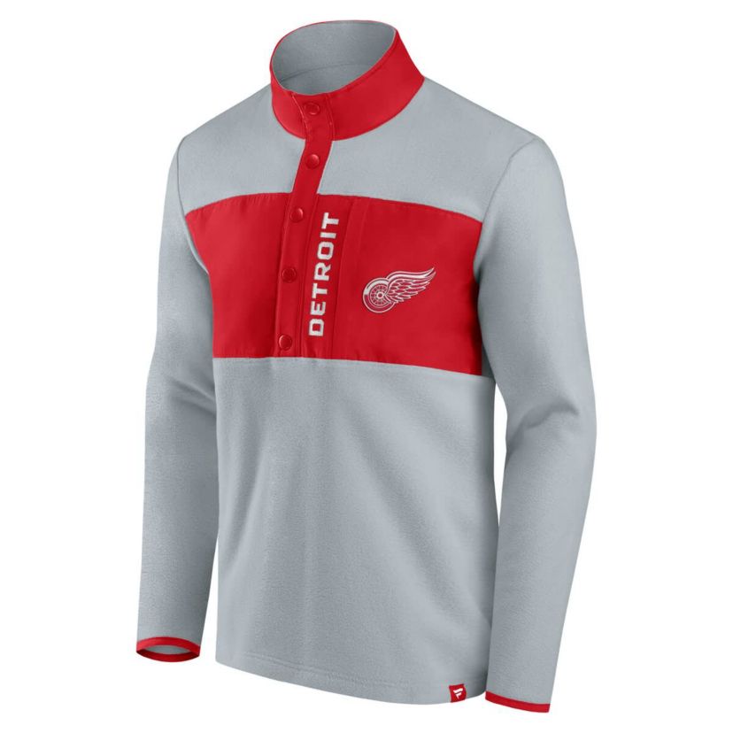 NHL Fanatics Detroit Wings Hockey Polar Fleece Quarter-Snap Jacket