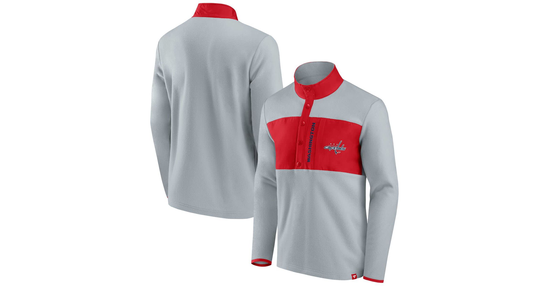 NHL Fanatics Washington Capitals Hockey Polar Fleece Quarter-Snap Jacket