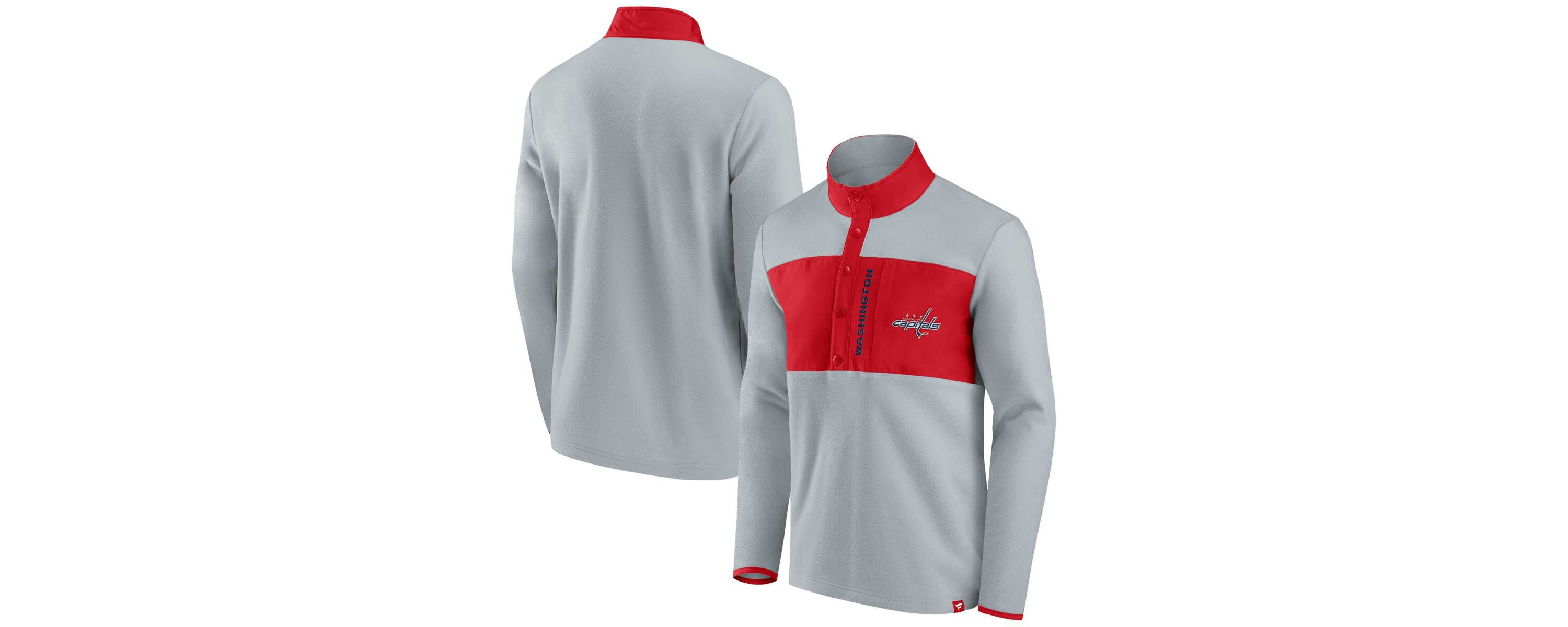 NHL Fanatics Washington Capitals Hockey Polar Fleece Quarter-Snap Jacket