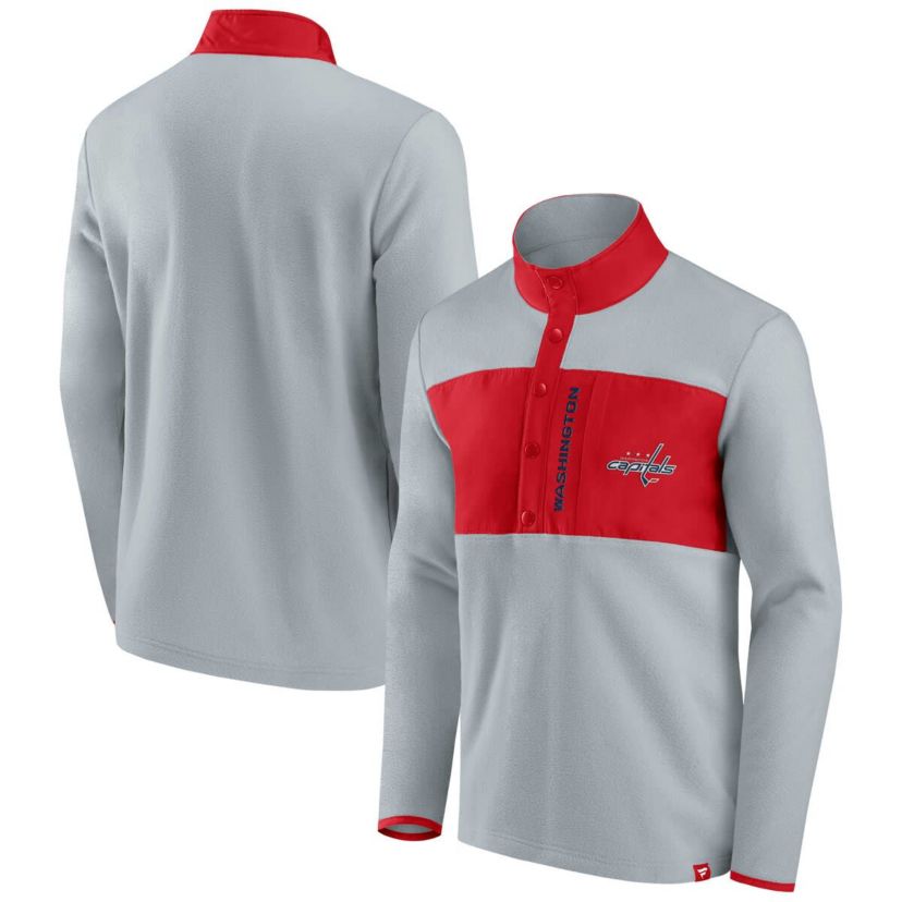 NHL Fanatics Washington Capitals Hockey Polar Fleece Quarter-Snap Jacket