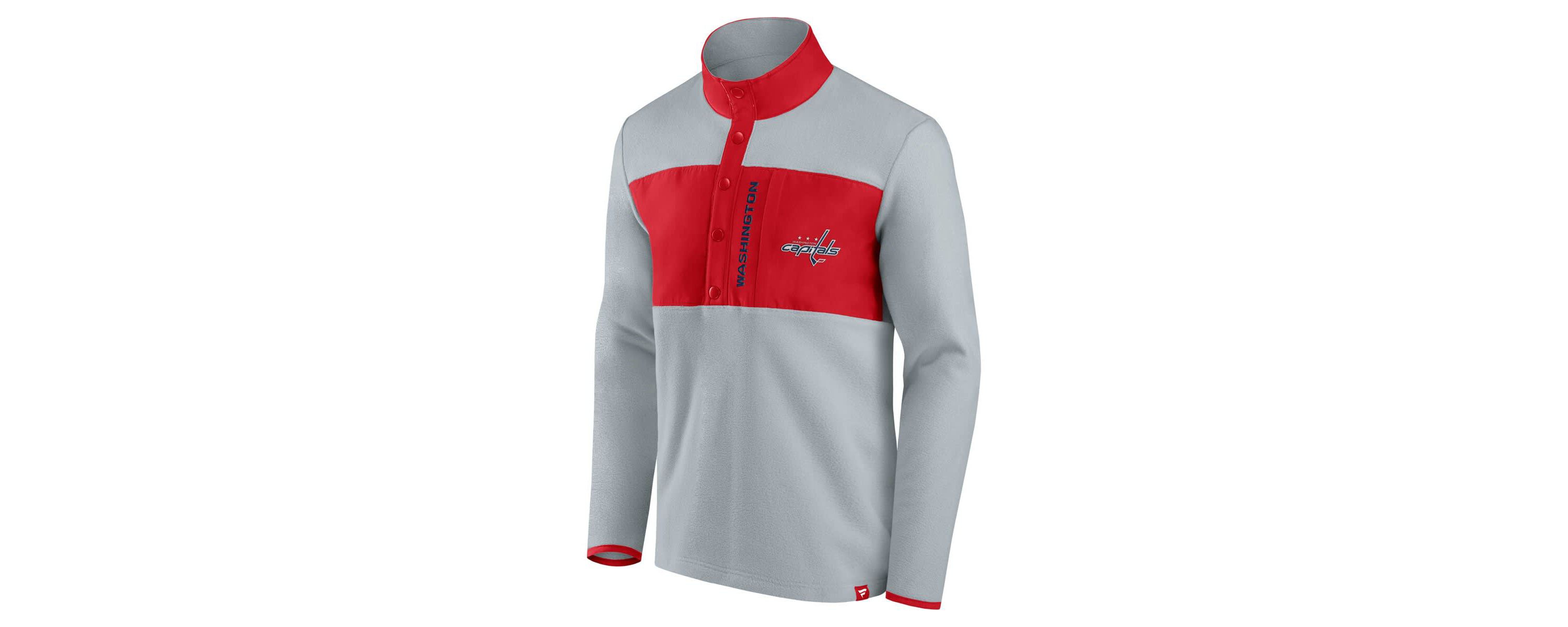 NHL Fanatics Washington Capitals Hockey Polar Fleece Quarter-Snap Jacket
