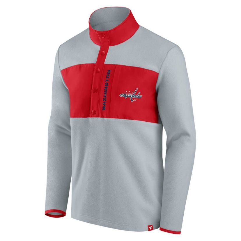 NHL Fanatics Washington Capitals Hockey Polar Fleece Quarter-Snap Jacket