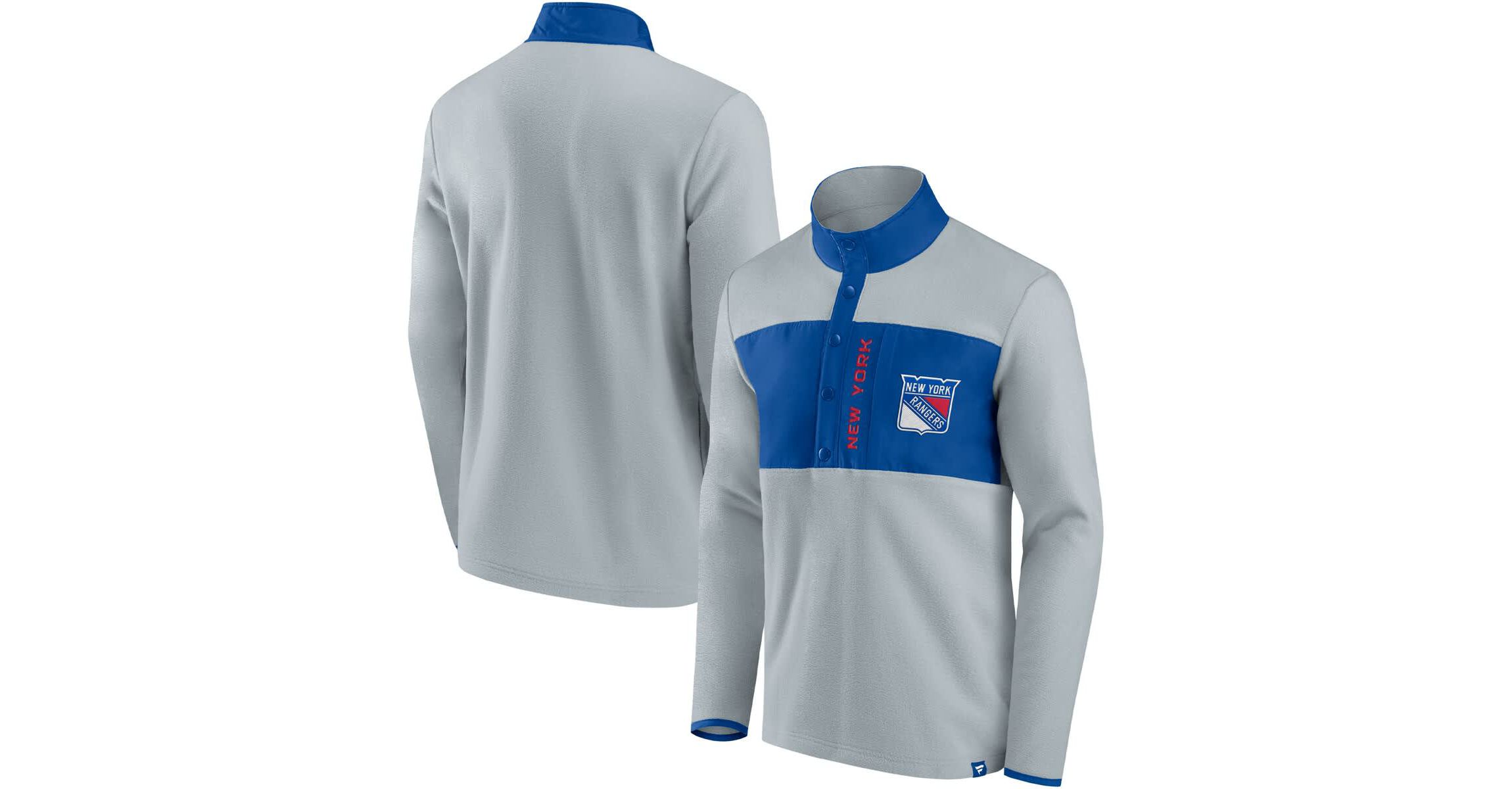 NHL Fanatics New York Rangers Hockey Polar Fleece Quarter-Snap Jacket