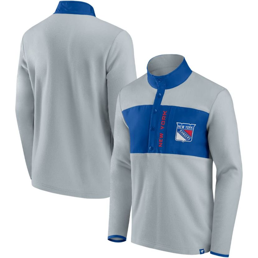 NHL Fanatics New York Rangers Hockey Polar Fleece Quarter-Snap Jacket