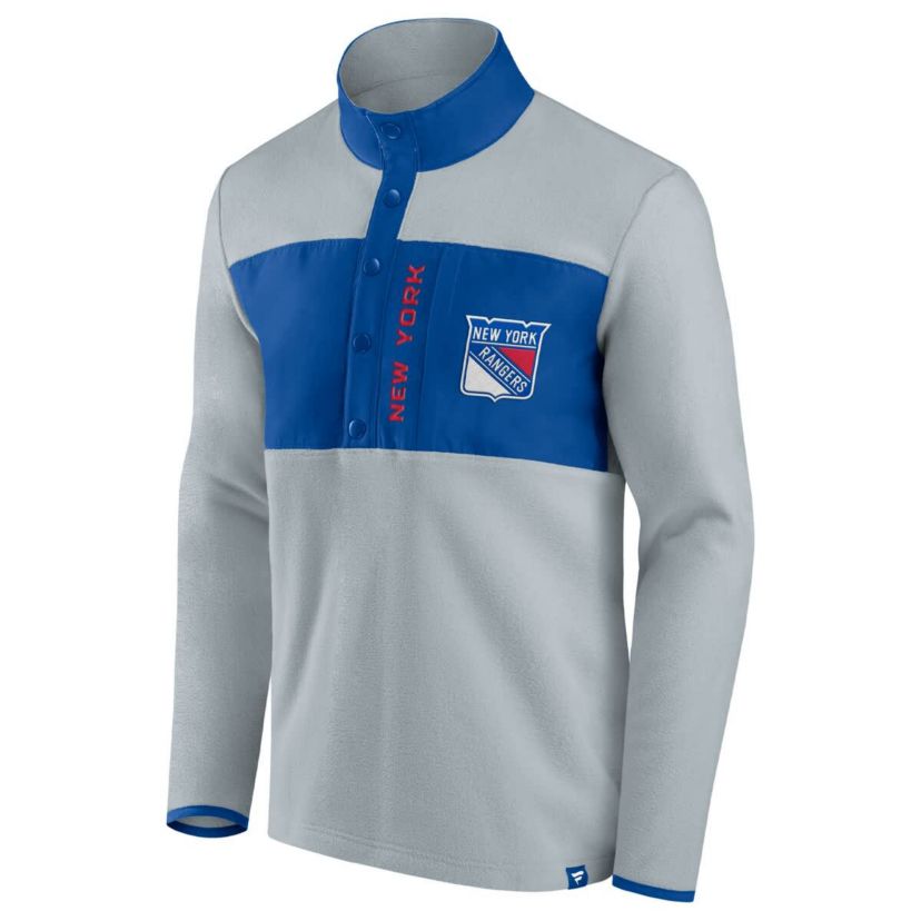 NHL Fanatics New York Rangers Hockey Polar Fleece Quarter-Snap Jacket