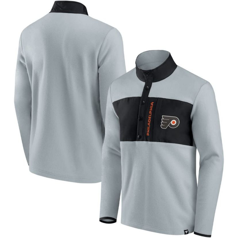 NHL Fanatics Philadelphia Flyers Hockey Polar Fleece Quarter-Snap Jacket