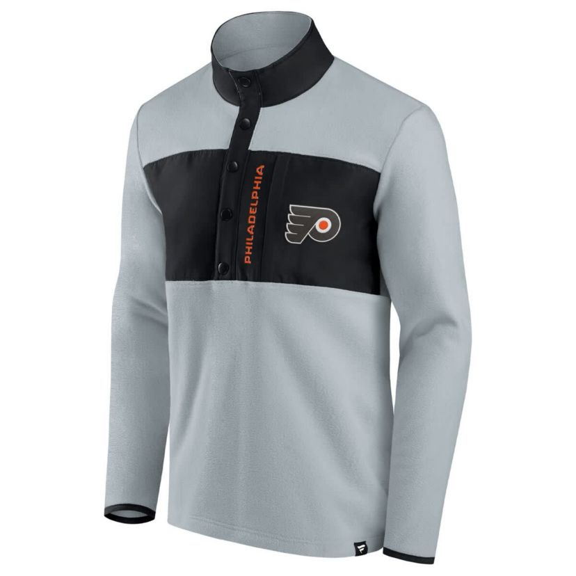 NHL Fanatics Philadelphia Flyers Hockey Polar Fleece Quarter-Snap Jacket