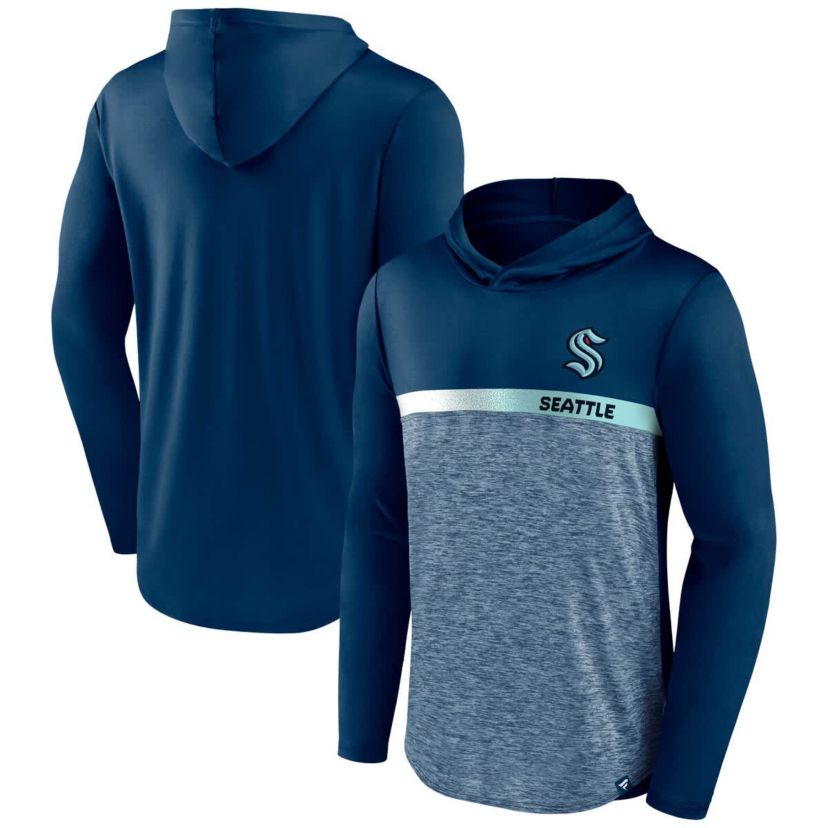 NHL Fanatics Deep Sea Seattle Kraken Podium Defender Pullover Hoodie