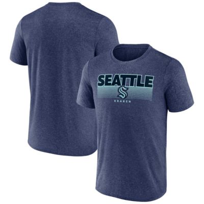 Men's NHL Fanatics ed Deep Sea Seattle Kraken Prodigy Performance T-Shirt, Navy Blue, Small