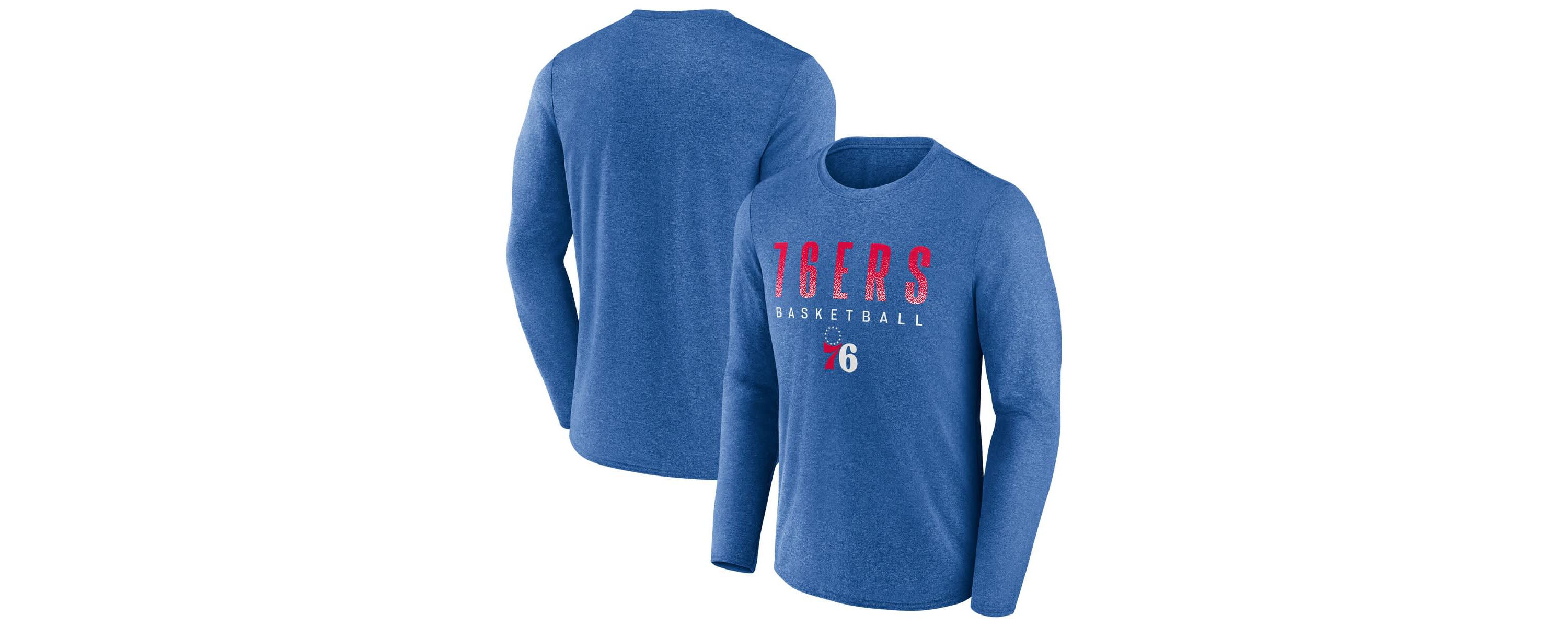 NBA Fanatics ed Philadelphia 76ers Where Legends Play Iconic Practice Long Sleeve T-Shirt