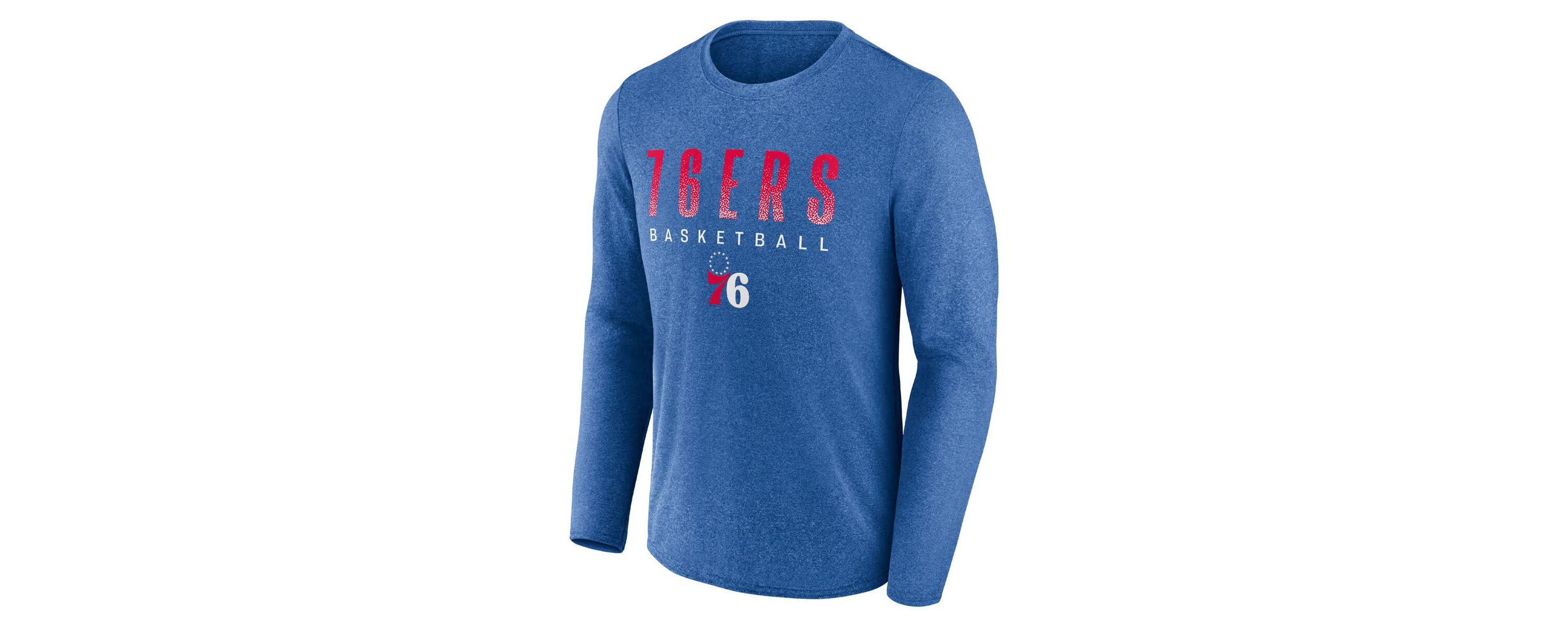 NBA Fanatics ed Philadelphia 76ers Where Legends Play Iconic Practice Long Sleeve T-Shirt