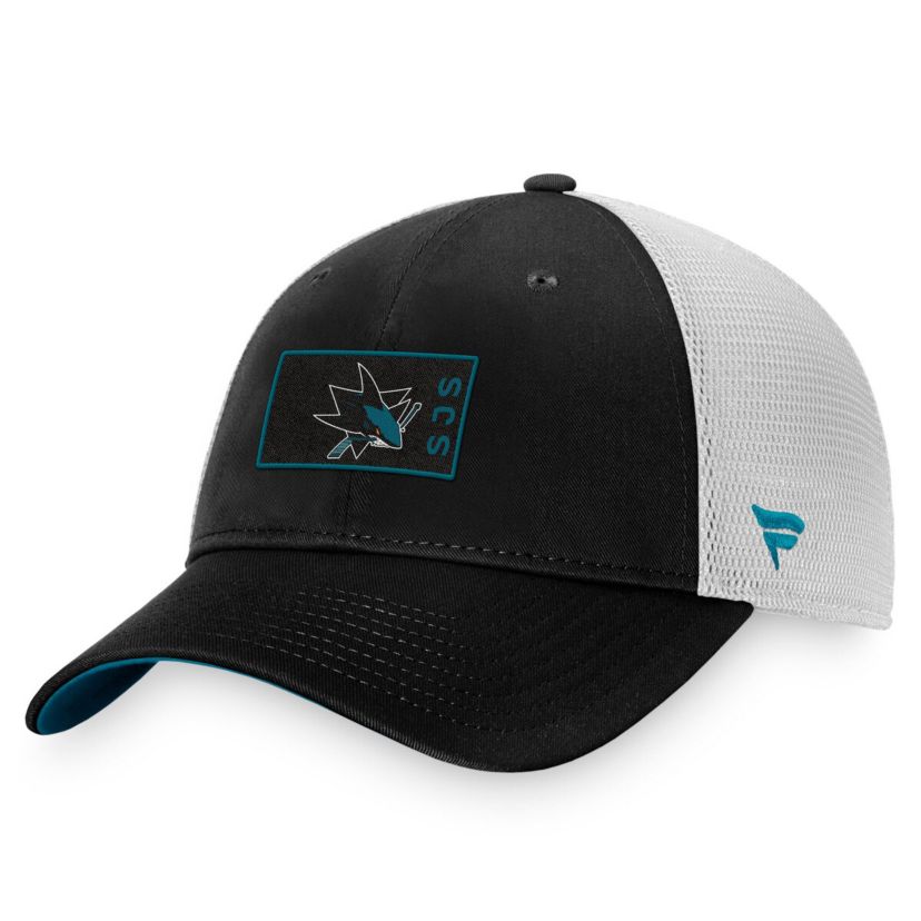 NHL Fanatics Black/White San Jose Sharks Authentic Pro Trucker Snapback Hat