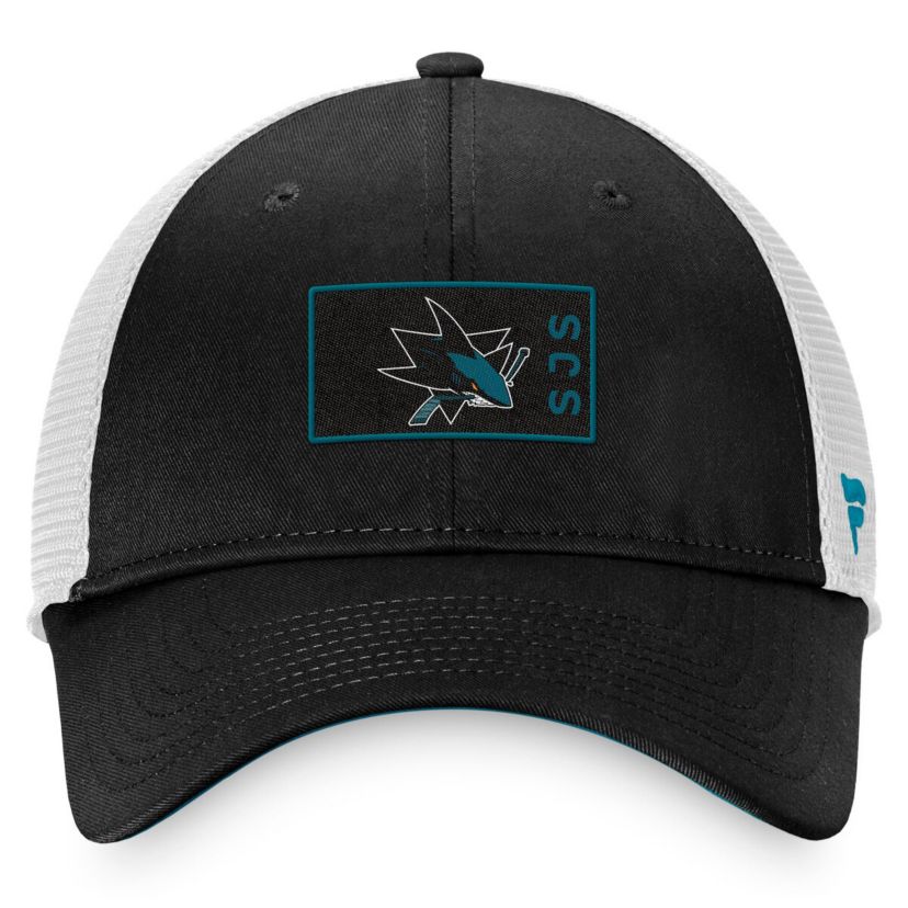 NHL Fanatics Black/White San Jose Sharks Authentic Pro Trucker Snapback Hat