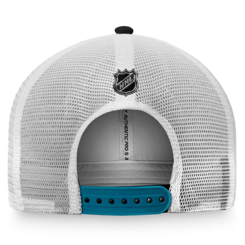 NHL Fanatics Black/White San Jose Sharks Authentic Pro Trucker Snapback Hat