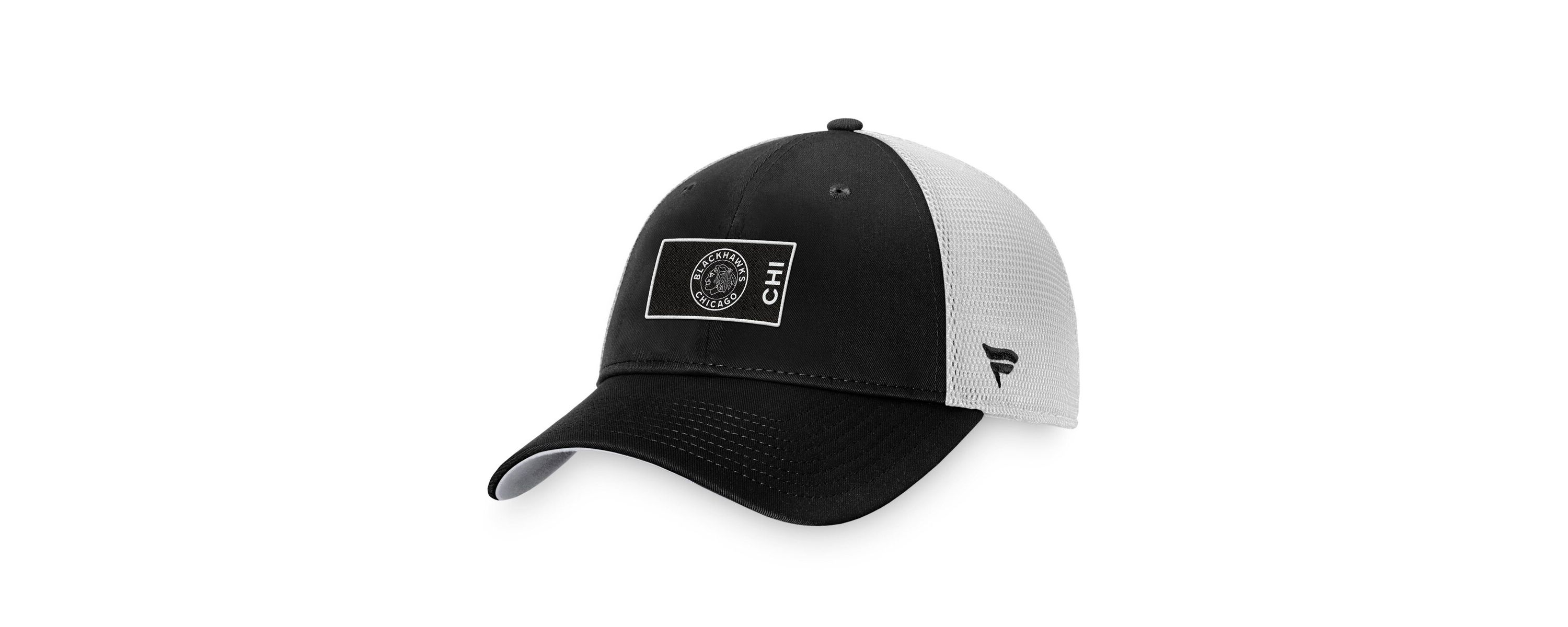 NHL Fanatics Black/White Chicago Blackhawks Authentic Pro Trucker Snapback Hat