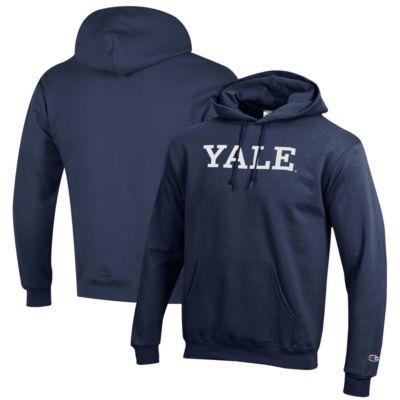 Champion Men's NCAA Yale Bulldogs Eco Powerblend Pullover Hoodie, Navy Blue, Large
