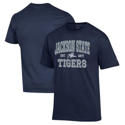 Champion Men's NCAA Jackson State Tigers Jersey Wordmark T-Shirt, Navy Blue, 3XL