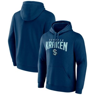 Men's NHL Fanatics Seattle Kraken Special Edition 2.0 Wordmark Pullover Hoodie, Navy Blue, Small