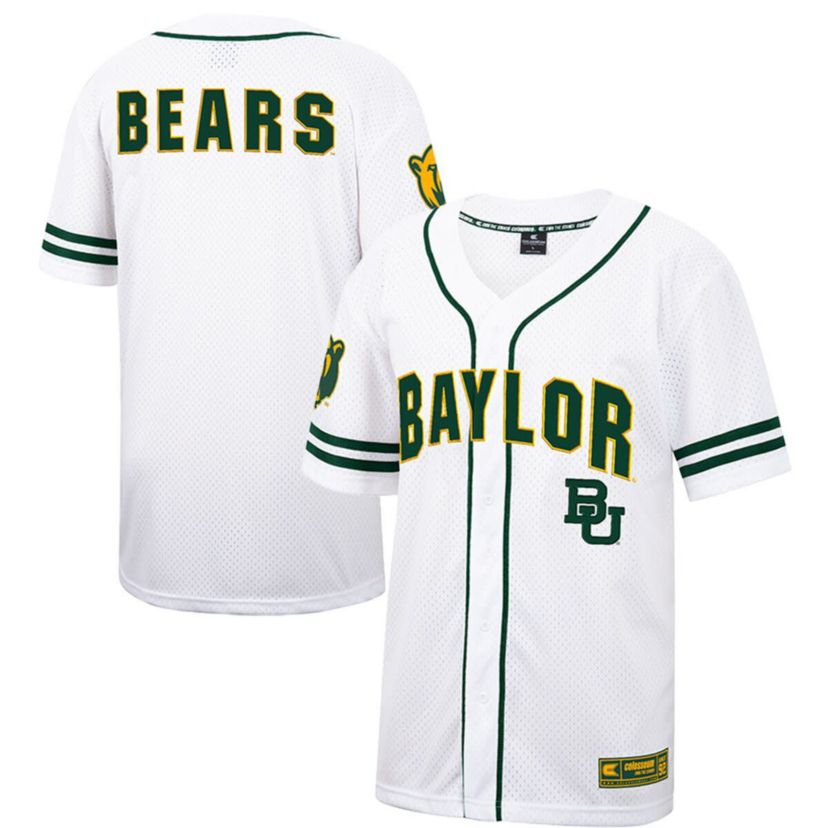 NCAA Baylor Bears Free Spirited Mesh Button-Up Baseball Jersey