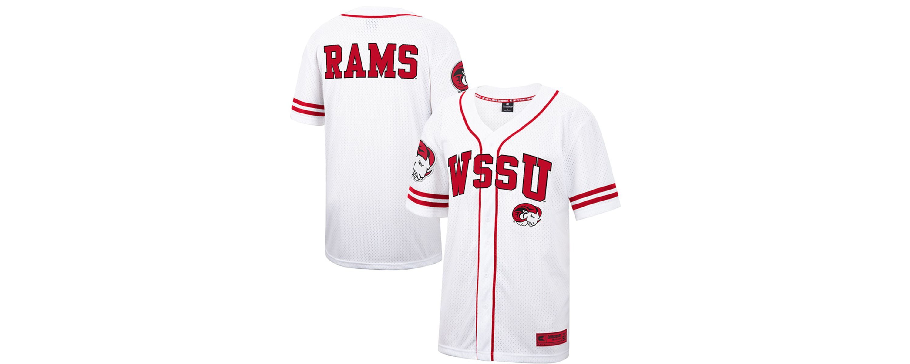 NCAA Winston-Salem State Rams Free Spirited Mesh Button-Up Baseball Jersey