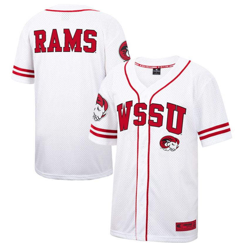 NCAA Winston-Salem State Rams Free Spirited Mesh Button-Up Baseball Jersey