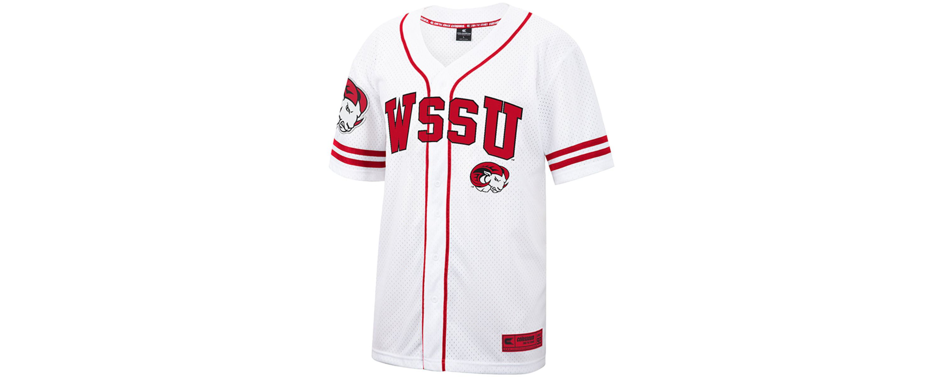 NCAA Winston-Salem State Rams Free Spirited Mesh Button-Up Baseball Jersey