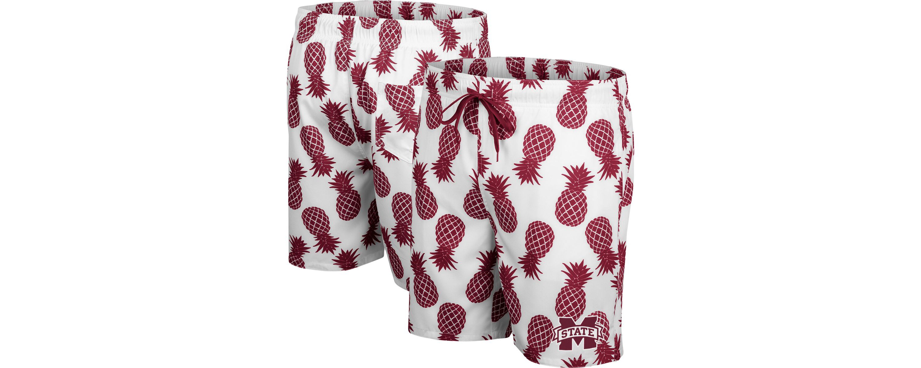 NCAA White/Maroon Mississippi State Bulldogs Pineapple Swim Shorts