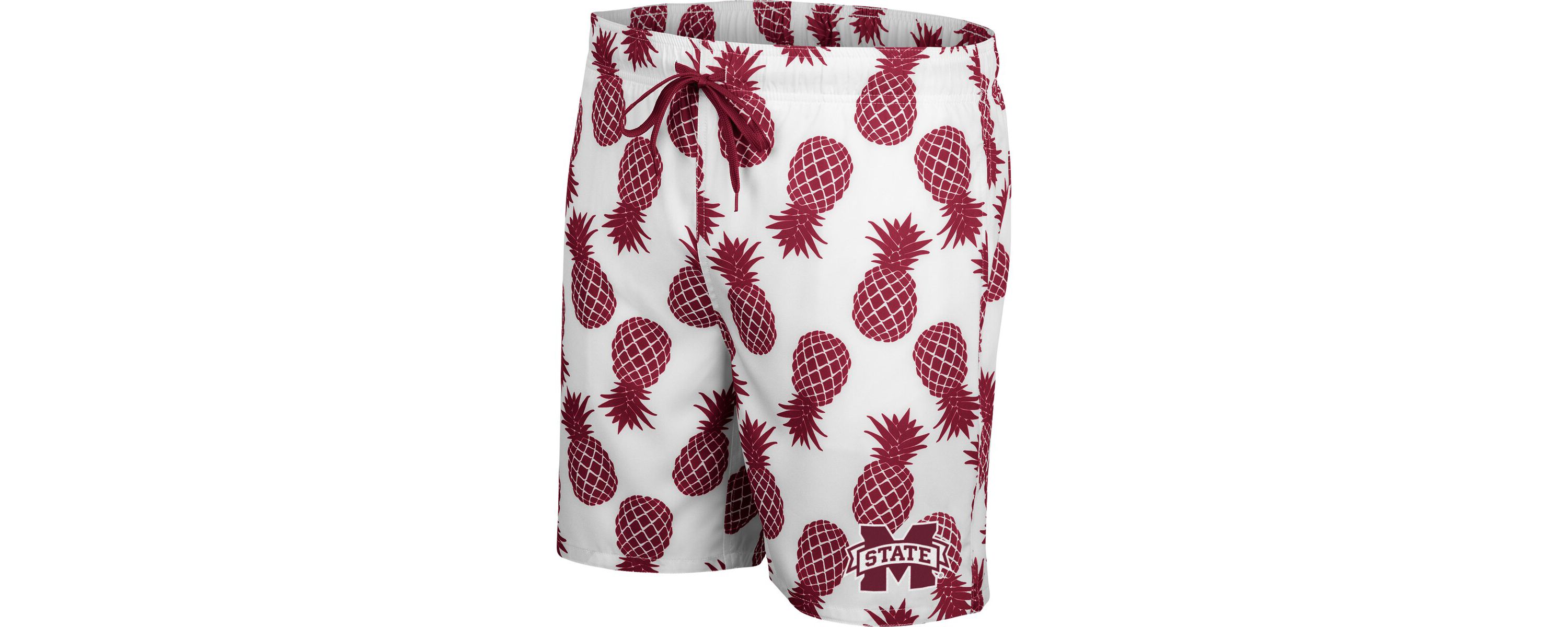 NCAA White/Maroon Mississippi State Bulldogs Pineapple Swim Shorts