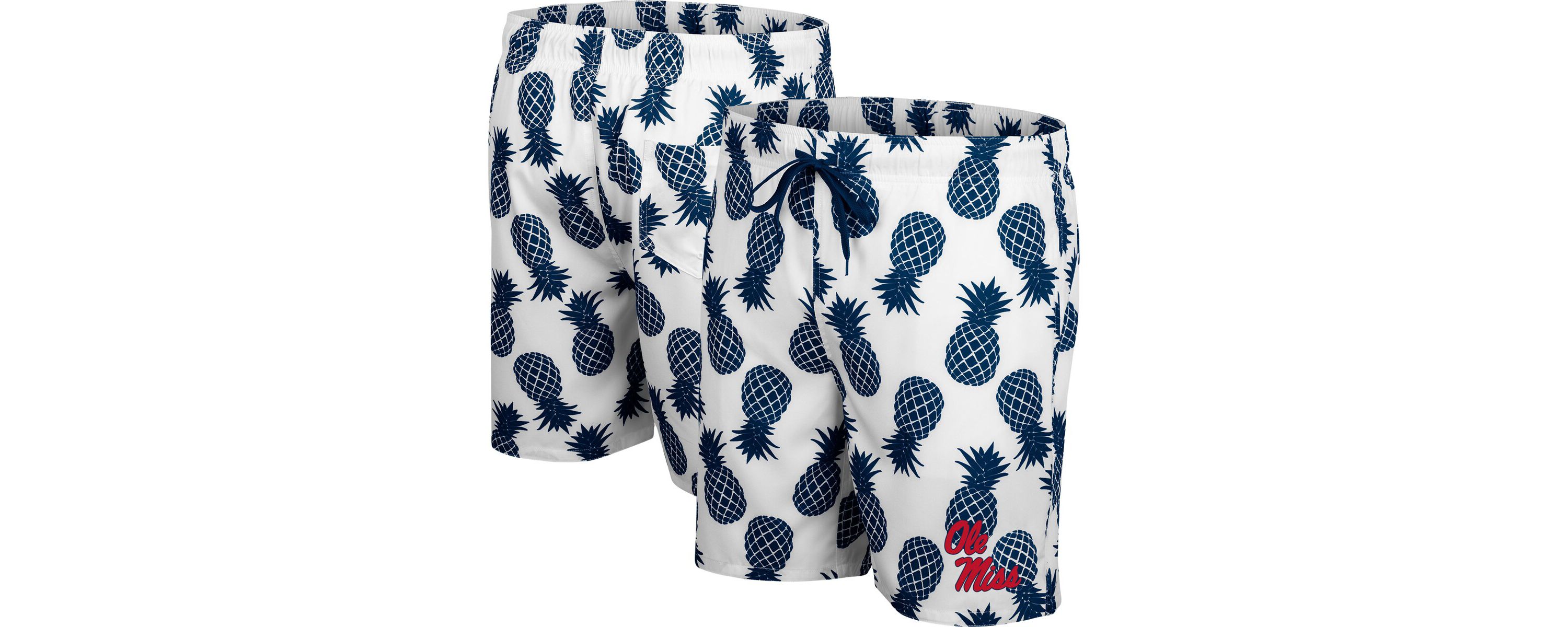 NCAA White/Navy Ole Miss Rebels Pineapple Swim Shorts