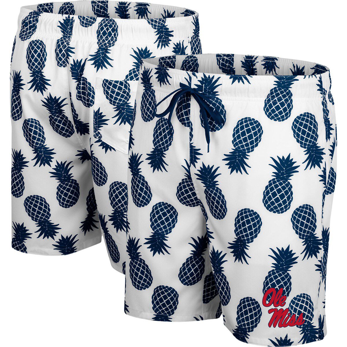 NCAA White/Navy Ole Miss Rebels Pineapple Swim Shorts
