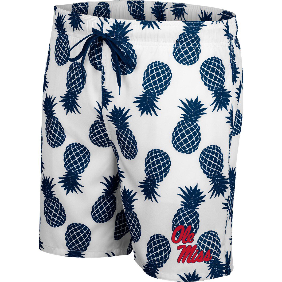 NCAA White/Navy Ole Miss Rebels Pineapple Swim Shorts