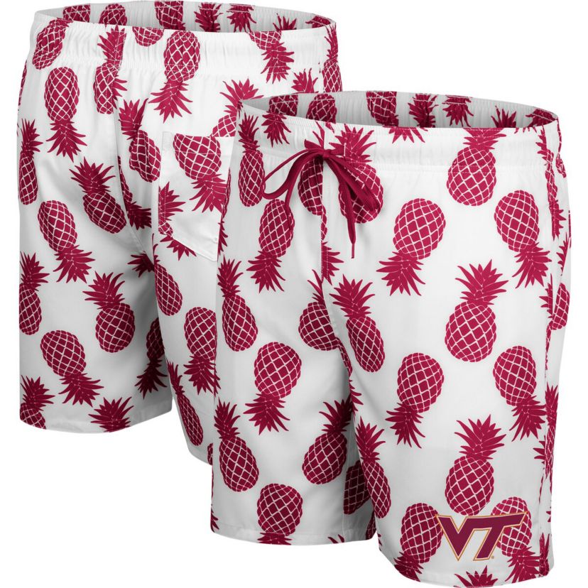 NCAA White/Maroon Virginia Tech Hokies Pineapple Swim Shorts