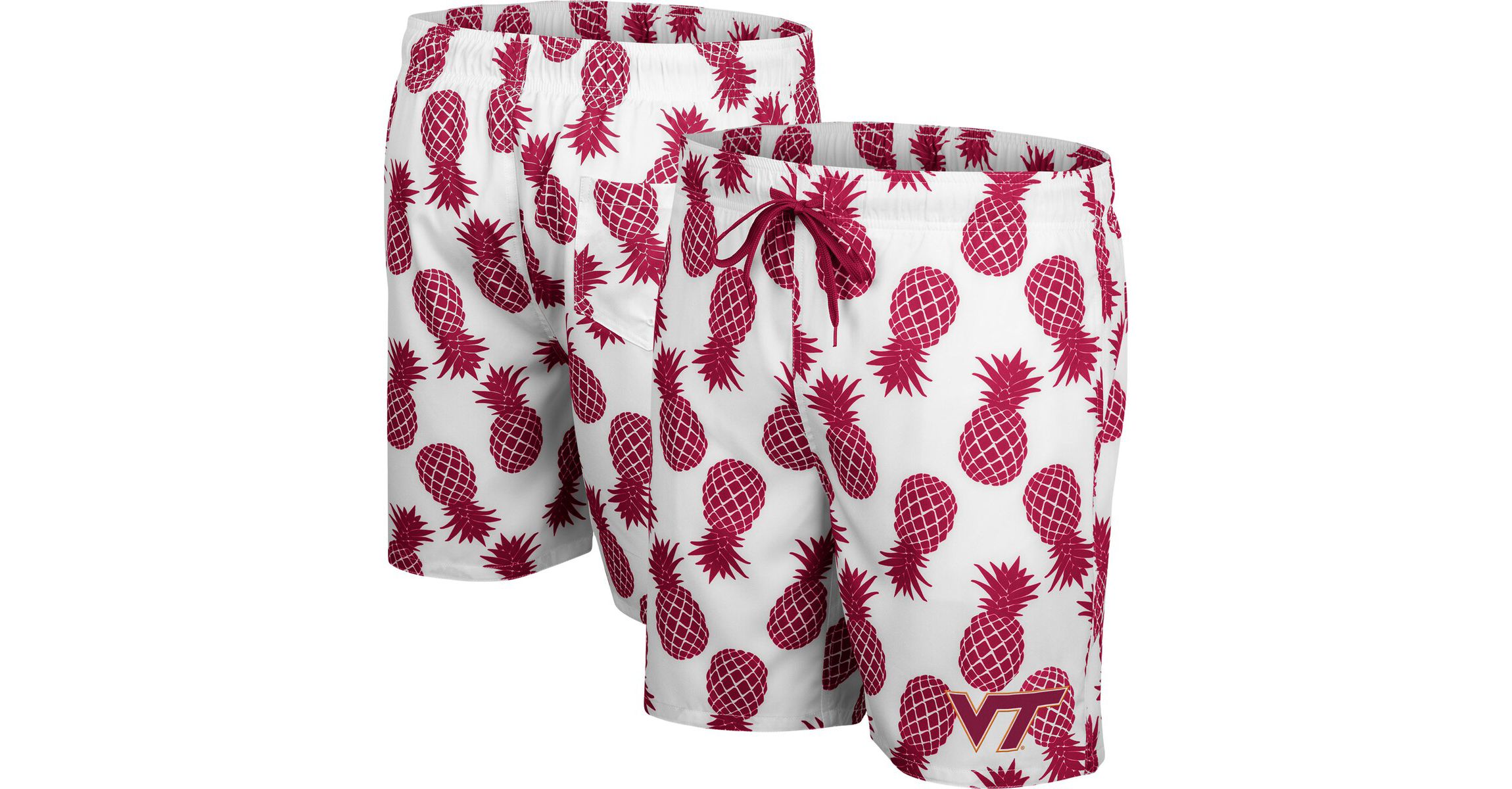 NCAA White/Maroon Virginia Tech Hokies Pineapple Swim Shorts
